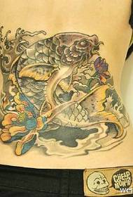 Esquena patró de tatuatge tradicional xinès de tinta de calamar