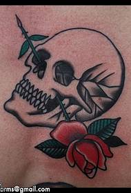 back skull rose tattoo pattern