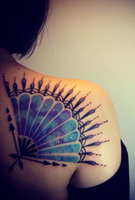 back beautiful folding fan tattoo
