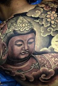 back traditional Buddha tattoo pattern