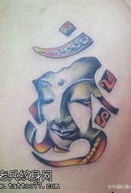 Back Buddha face tattoo pattern