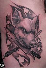 Back Killing Pig Tattoo Pattern