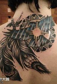 Back Black Feather Tattoo Pattern