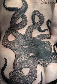 Back Classic Large Octopus Tattoo Pattern
