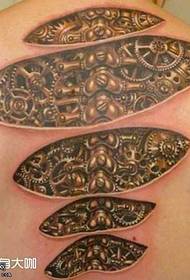 Terug gouden mechanische tattoo patroon