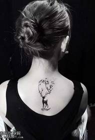 back small fresh deer tattoo pattern