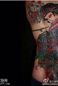 pattern ng tattoo ng back geisha cat