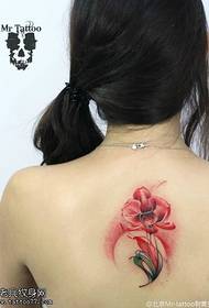 back watercolor flower tattoo pattern