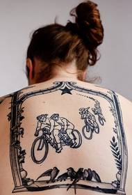 female back a bicycle race tattoo