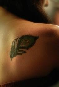 sexy girl back peacock feather tattoo