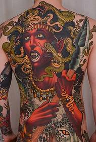 șarpele din spate model de tatuaj feminin dusa