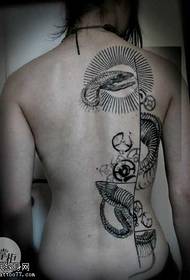back snake bone tattoo pattern