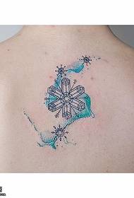 back watercolor snowflake tattoo pattern