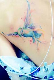 vajzë mbrapa tatuazh i mirë për t'u dukur me hummingbird