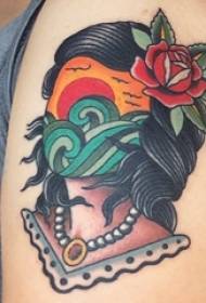 Nainen hahmo tatuointi malli miesopiskelija käsivarsi naishahmo tatuointi malli