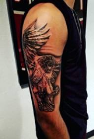 Arm tattoo material, male arm, heroic owl tattoo picture