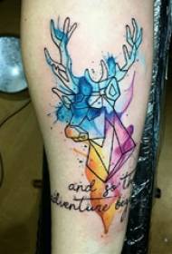 麋鹿角纹身 女生手臂上麋鹿角纹身图片