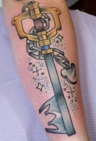 Key tattoo pattern boy's arm on colored key tattoo picture