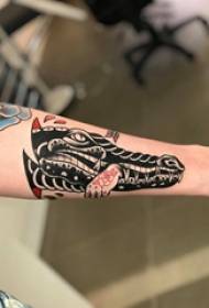 Cartoon crocodile tattoo girl arm up foot and crocodile tattoo picture