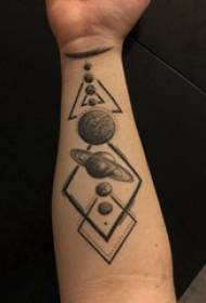 Tattoo planet girl's arm on black gray planet tattoo picture