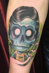 Bahan tato lengan berwarna kartun gambar tato zombie di lengan pria