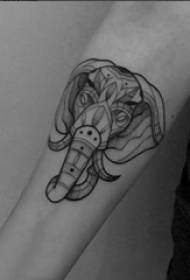 Idol tattoo, boy's arm, black gray elephant tattoo picture