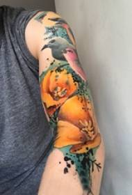 Flower tattoo boy's arm above art flower tattoo picture