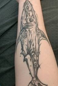 Shark tattoo illustration boy's arm on shark tattoo pattern