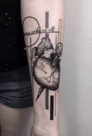Heart tattoo pattern girl's arm on black gray tattoo heart tattoo pattern