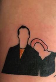 Tetoválás avatar pár férfi hallgató karját a színes pár karakter tetoválás kép
