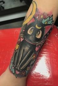 Cat tattoo pattern girl's arm colored cat tattoo picture