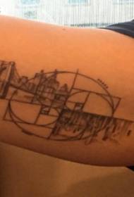 Brazo tatuaxe brazo rapaz da escola en xeometría e construción de tatuaxe