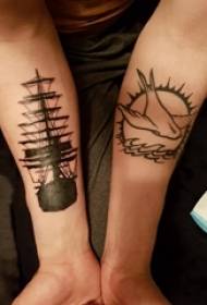 Tattoo plachetnice chlapce paže na holubí tetování plachetnice obrázek