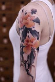 Color splash tattoo girl color flower tattoo picture on girl arm