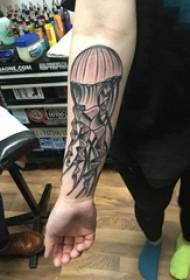Jellyfish tattoo pattern girl's arm on black gray jellyfish tattoo picture