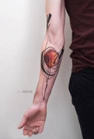 Geometric tattoo girl arm on Europe and America abstract tattoo picture