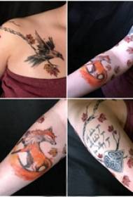 Maple leaf tattoo girl's arm on maple leaf and animal tattoo picture