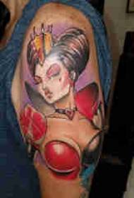 Character portrait tattoo girl character female figure tattoo on arm