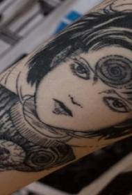 Personaje femenino tatuaje patrón estudiante masculino brazo retrato retrato tatuaje imagen