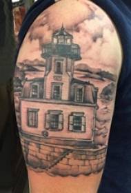 Building tattoo, boy's arm, building tattoo picture