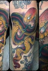 Slange og arm tatoveringsmønster Skole dreng med malet slange og arm tatovering billede