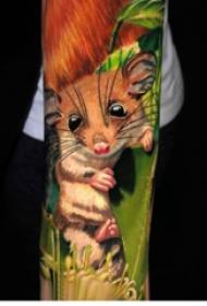 Mouse tattoo illustration male student arm and plant tattoo picture