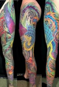 European and American flower arm tattoo, male arm, flower and phoenix tattoo picture