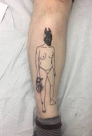 Minimalistisk linje tatuering, minimalistisk linje tatueringsbild på pojkens arm