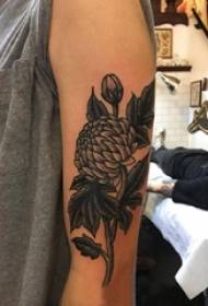 Black gray chrysanthemum tattoo