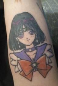 Teenage girl tattoo girl colored tattoo on the girl's arm