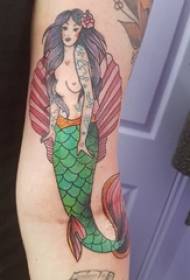 Tattoo mermaid pattern boy painting tattooed mermaid pattern on arm