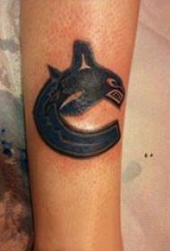 Εικόνα δερματοστιξιών του τατουάζ του κοριτσιού μινιμαλιστική εικόνα του τατουάζ καρχαρία