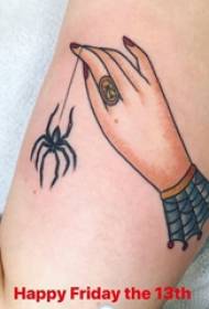 Tattoo arm inside female girl on arm spider and hand tattoo picture
