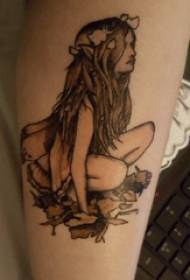 Arm tattoo picture girl arm on plant and character tattoo picture